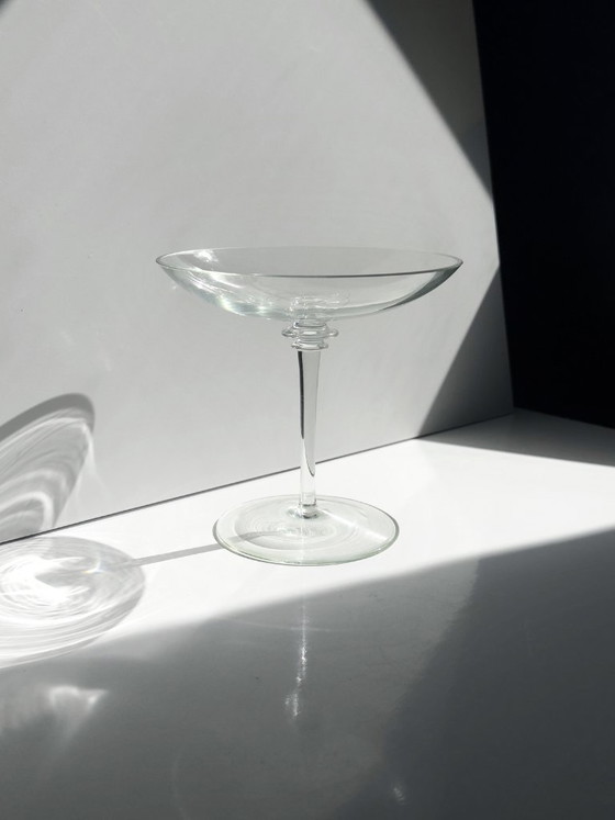 Ciotola in vetro soffiato a mano vintage, Tazza in vetro trasparente con piede alto, elegante ciotola da (photo 2 of 5)