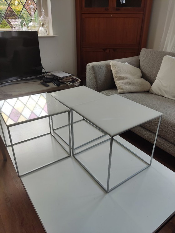 PKJ71 Poule Kjaerholm Nesting Tables Dänemark 1957, PK71 Nesting Tables Poul Kjaerholm, Beistelltische (Foto 2 von 15)
