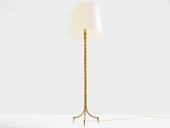 Image 1 of Lampada da terra in bronzo dorato a fogliame di Maison Jansen, 1950