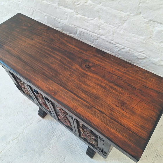 Image 1 of Arts of México Spaans-koloniale gesneden en beschilderde console/dressoir, jaren 1940-1950