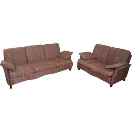 Image 1 of Pair of vintage walnut sofas, 1970s