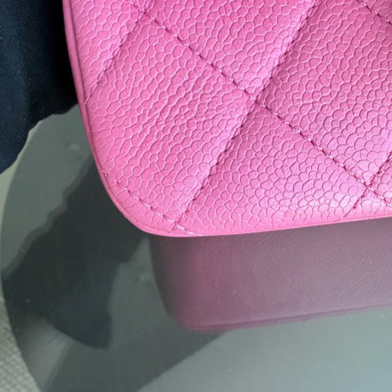 Image 1 of Chanel Classic Flap Seasonal Mini Square - Caviar Quilted Grained Calfskin All Pink Barbie Series 29