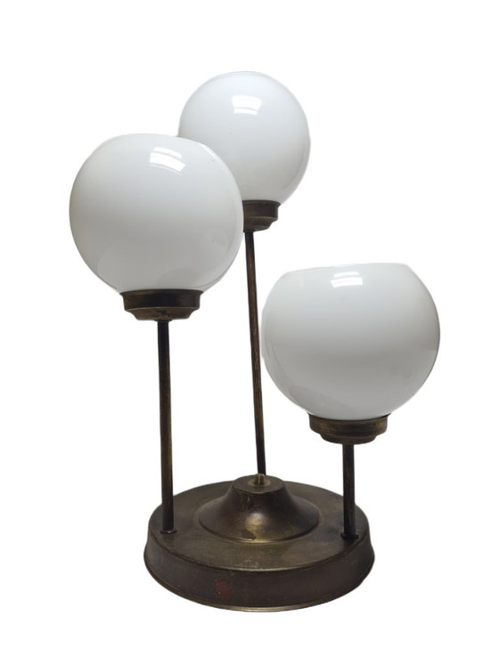 Lampadario in stile Art Déco, Polonia, anni '60 – Glass, Metal (photo 4 of 12)