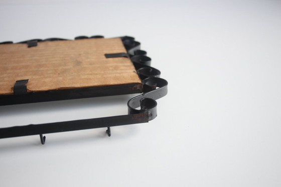 Image 1 of Miroir mural vintage en métal avec crochets, années 1960.