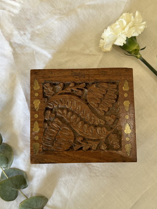 Vintage brass and wood box