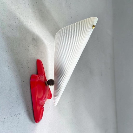 Applique murale réglable en plastique rouge, style moderne français du milieu du siècle, années 1960 – wandlampen, Plastic