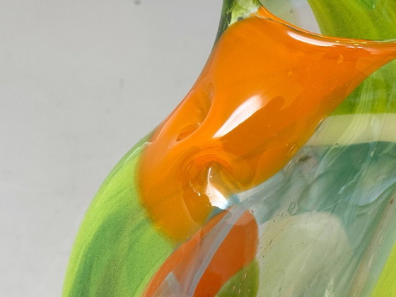 Image 1 of Murano style studio glass vase patchwork, Mdina Glass hand signed Malta, 1970s