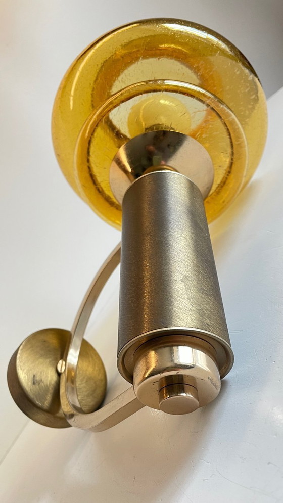 Image 1 of APPLIQUE LAITON Verre Bullé VINTAGE