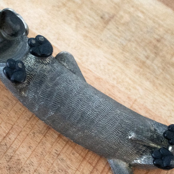 Image 1 of Vintage metal ashtray in the shape of a dachshund/dog
