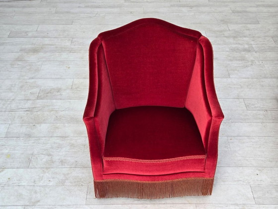 Años 70, Sillón danés, Terciopelo para muebles, Patas de madera de fresno. – Sillones, Velvet, Wood (photo 14 of 21)