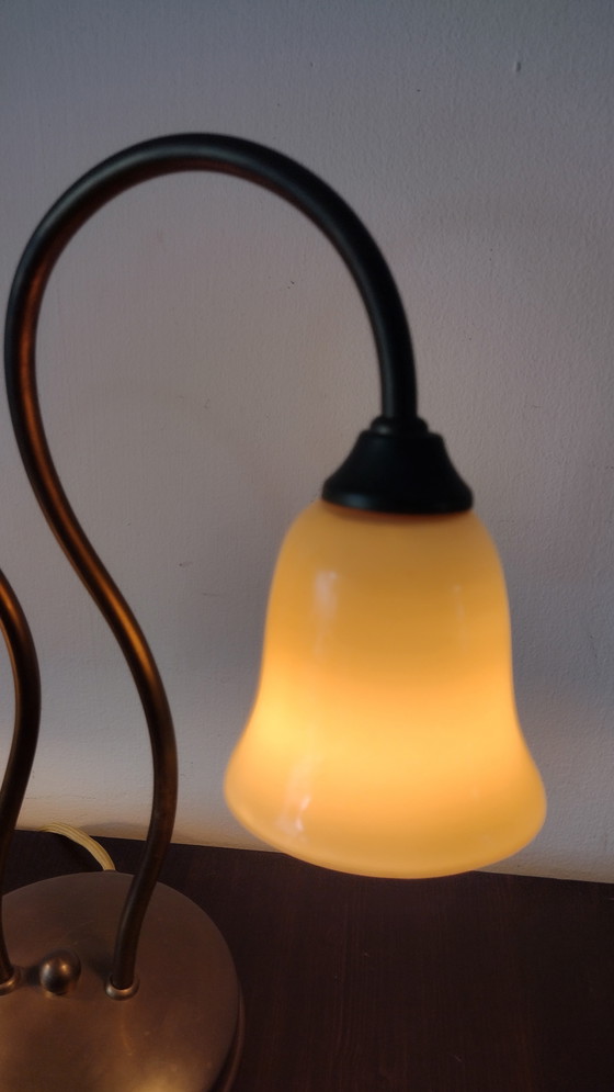 Image 1 of Handcrafted vintage table lamp - Jozé ten Have v.o.f. - with double arm and glass chalices