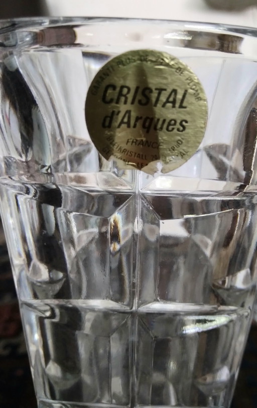 Set of Cristal d'Arques crystal vases, waffle pattern, 1970s