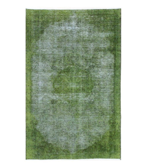 Alfombra Oriental Vintage Anudada a Mano Diseño Clásico y en Relieve 275 x 173 cm Color Verde