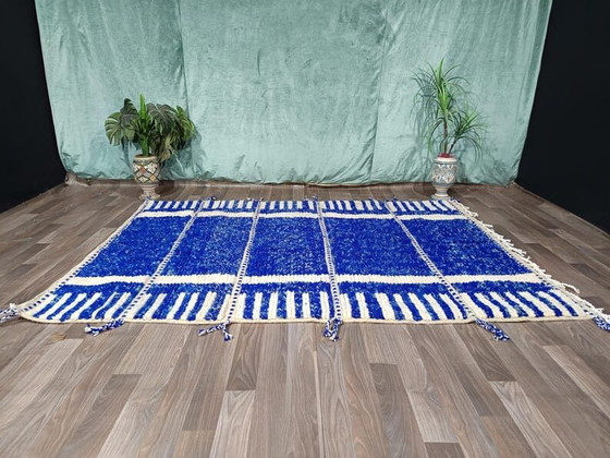 Tapis en laine nationale marocaine tissé a la main traditionnelle bleu taille 200/300 cm – Aime Té, Wool (photo 7 of 10)
