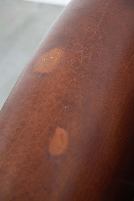 Image 1 of Vintage schapenleren clubfauteuil met siernagels