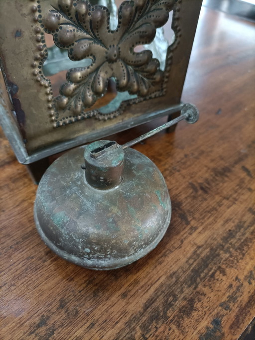 Antique petroleum warmer - copper/brass - vintage decor