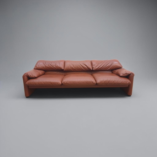 Divano di design a tre posti Cassina Maralunga, divano in pelle – 3 5 zitsbanken, Leather, Modern