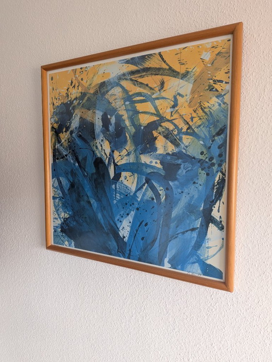 Grande lithographie/œuvre graphique abstraite en couleurs de Susanne Hauenstein (1999), signée à la main et (photo 5 of 5)