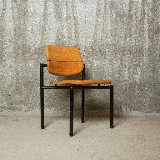 Martin Stoll - Set di quattro sedie da pranzo in faggio e acciaio epossidico nero - 1980 circa - Germania