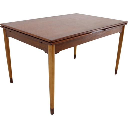 Vintage uitschuifbare teakhouten eettafel, Denemarken 1960
