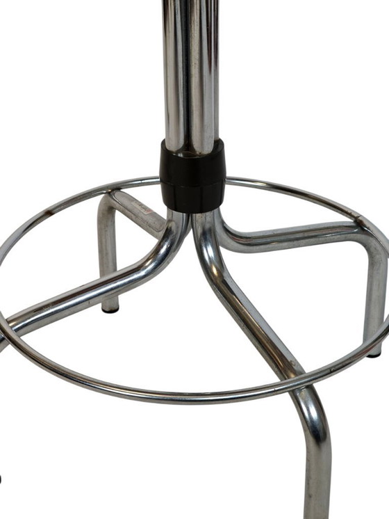 Image 1 of Vintage - Mid Century - Brabantia - tabouret - chrome - cuir skaï - 3ème moitié 20ème siècle