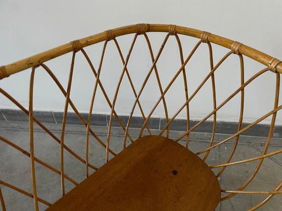 Image 1 of Culla vintage in rattan con supporto, anni '70, Europa