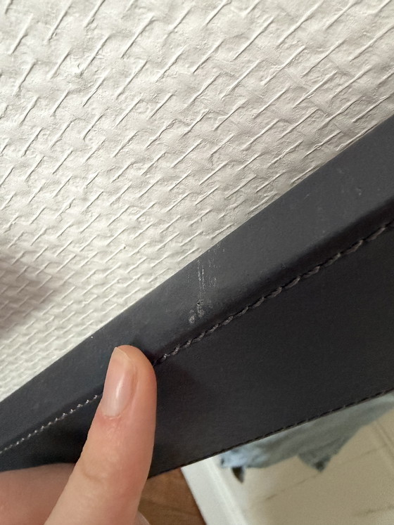 Image 1 of Large grey leather mirror