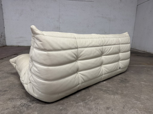 Divano a 3 posti Ligne Roset Togo in pelle beige, autentico al 100%, in condizioni ECCELLENTI!