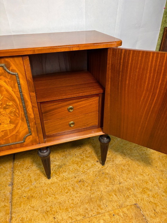 Image 1 of Exceptional Antique Marquetry Inlaid Hall Console / Sideboard – Circa 1900  Satinwood, Tulipwood & Rosewood Floral Inlay 