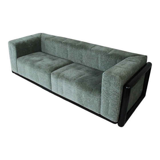 Image 1 of divano cornaro a 2 posti in legno di iroko e velluto jacquard di zimmer + rohde di carlo scarpa per studio simon, italia, 1974