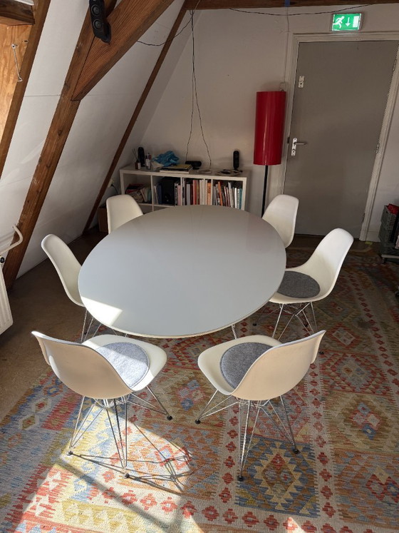 Image 1 of Kartell Glossy Table + 6x White Vitra Eames Chairs