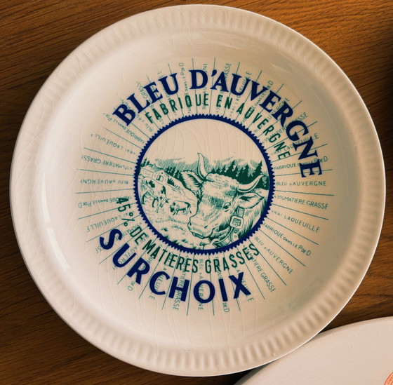 Image 1 of Vintage Franse kaasserveerset (5 kleurrijke borden)