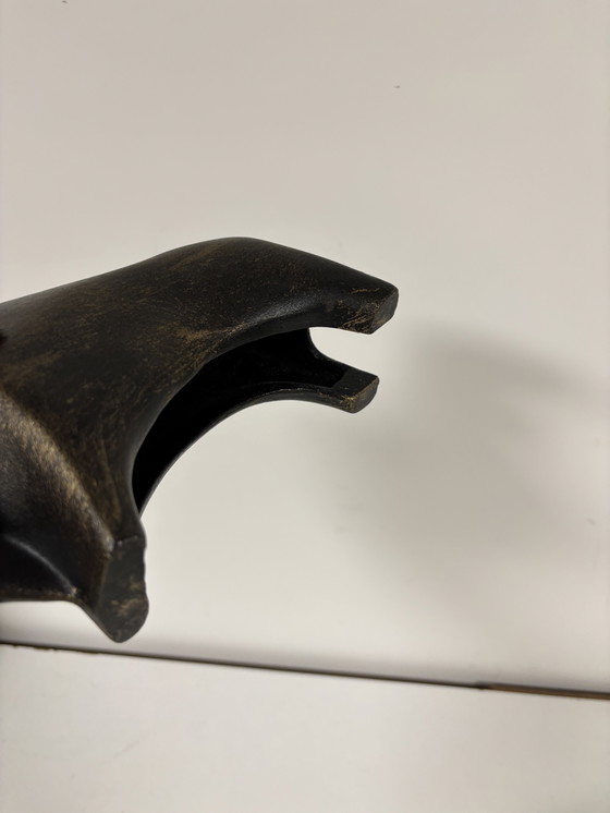 Image 1 of vintage EISENWERK RÖDINGHAUSEN metalen/gietijzeren , stijlvolle brutalistische stier, jaren 1970