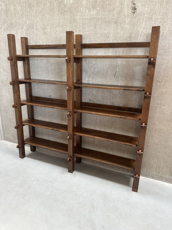Image 1 of Vintage Wabi-Sabi - Brutalist solid oak wall cabinet