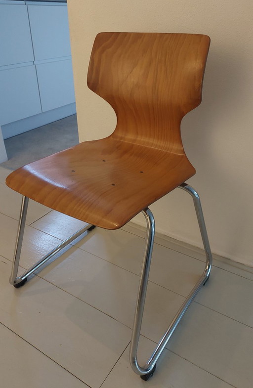 Vintage Pagholz Plywood Stoel - Adam Stegner, 1970’S – eetkamerstoelen, Chrome (photo 2 of 5)