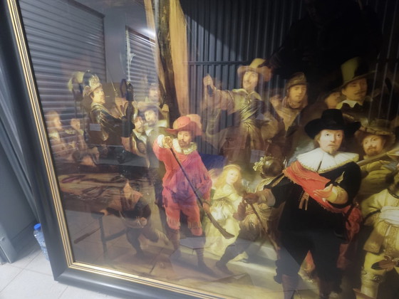 Image 1 of The Night Watch framed on tempered glass