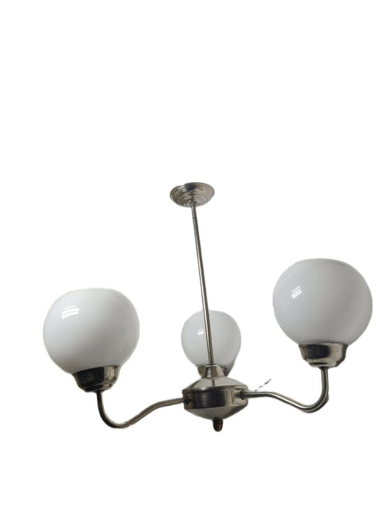 Art Deco Style Chandelier, Poland, 1960s – Glass, Metal (photo 5 of 10)