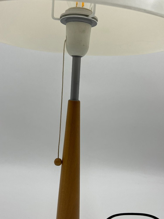 Large Modernist Opaline and Wood Table Lamp Massive, Metal, White (photo 8 of 12)