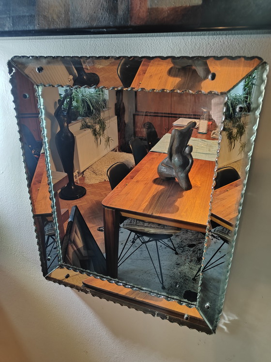 Image 1 of Italian Venetian wall mirror – full glass – faceted – vintage