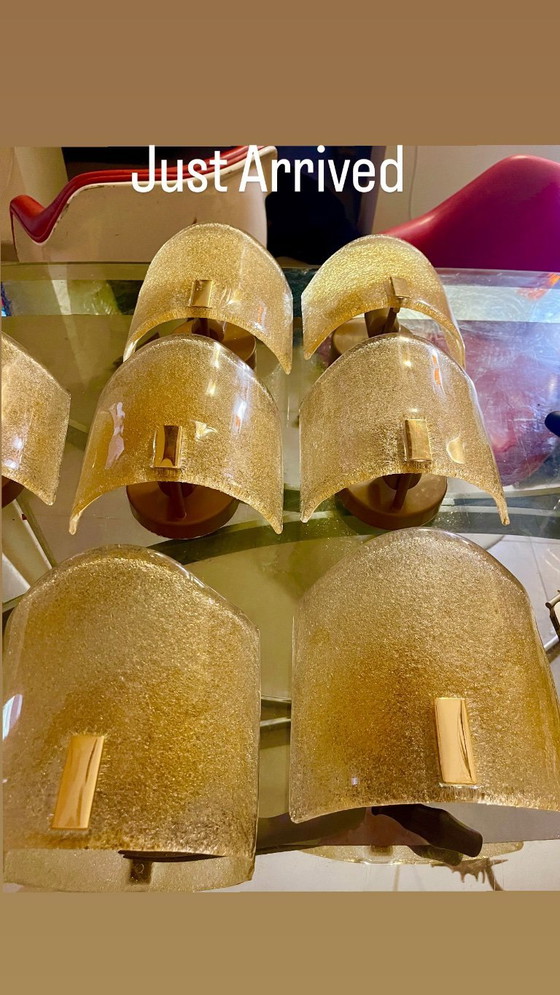 Image 1 of Murano Due Wandleuchte, Paar, 24 Karat vergoldet, Italien, 1990