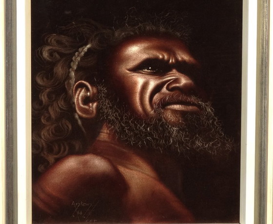 Image 1 of A couple of Aborigines, black velvet painting, 1966, Australia, natives