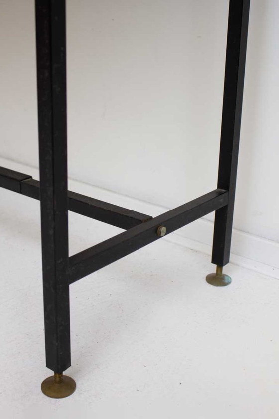 Image 1 of Vintage wall system with teak desk and black metal frame