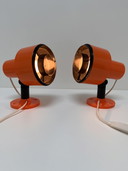 Set of vintage Swedish 'Space Age' spotlights in vibrant orange