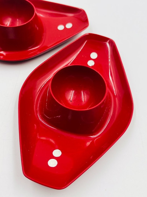 Set di 3 portauova Space Age Kayser, Accessori da tavola, Plastica, Rosso (foto 4 di 8)
