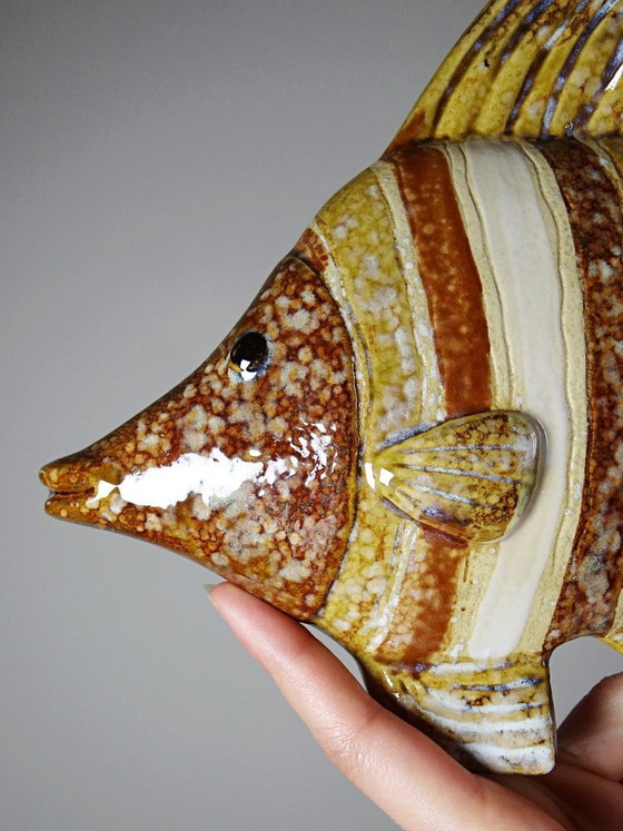 Image 1 of Pesci da parete vintage in ceramica smaltata dipinta a mano, anni '70-'80