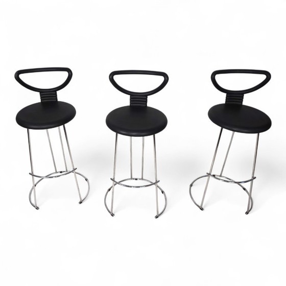 Image 1 of Fasem Italia 3-piece set of postmodern bar stools by Nobu Tanigawa, 1990