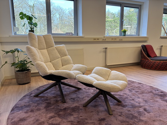 Image 1 of B&B Italia Husk Lounge-Sessel + Ottomane, Bezug Teddy Milo, 100 % Wolle