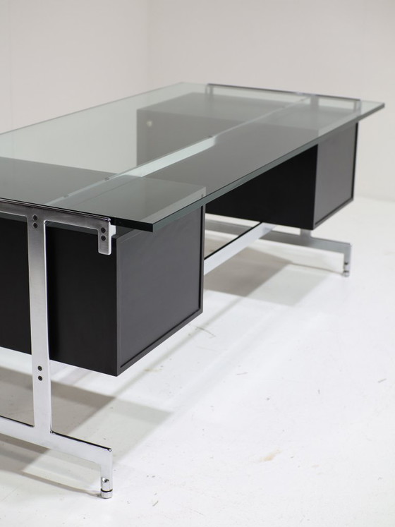 Image 1 of Preben Fabricius and Jørgen Kastholm desk black chrome glass 1960s