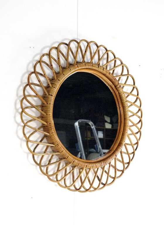 Image 1 of Franco Albini vintage rattan mirror