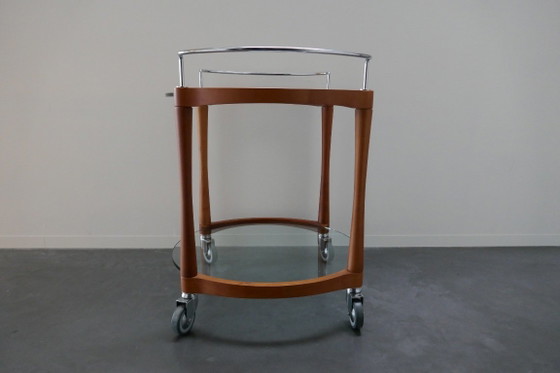 Wijntrolley op wielen in glas en hout – Luna Tondo, Serveerwagens, Wood (photo 3 of 5)